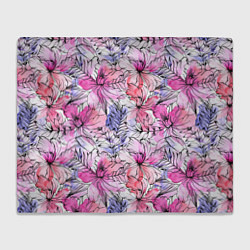 Плед флисовый Акварельные цветы, цвет: 3D-велсофт