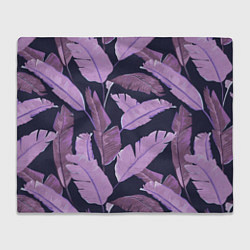 Плед флисовый Tropical leaves 4 purple, цвет: 3D-велсофт