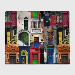 Плед флисовый London doors цифровой коллаж, цвет: 3D-велсофт