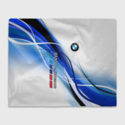 Плед флисовый BMW волны - blue-white, цвет: 3D-велсофт