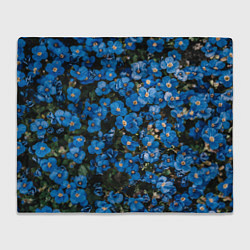 Плед флисовый Поле синих цветов фиалки лето, цвет: 3D-велсофт