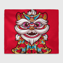 Плед флисовый Морда Азиатского Льва, цвет: 3D-велсофт