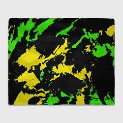 Плед флисовый Желто-зеленый, цвет: 3D-велсофт