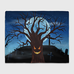Плед флисовый Жуткое дерево на кладбище, цвет: 3D-велсофт