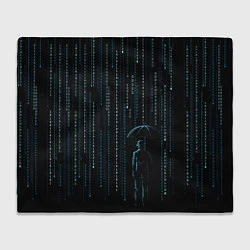 Плед флисовый Двоичный дождь, матрица, цвет: 3D-велсофт