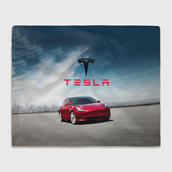 Плед флисовый Tesla Model 3, цвет: 3D-велсофт