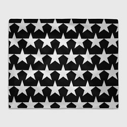 Плед флисовый Белые звёзды на чёрном фоне 2, цвет: 3D-велсофт