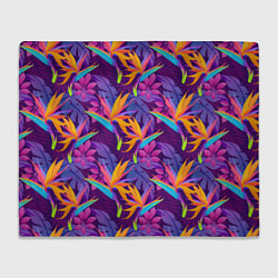 Плед флисовый Тропические листья, цвет: 3D-велсофт