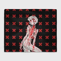 Плед флисовый Ева 00 Аянами Рей в X Ray, цвет: 3D-велсофт