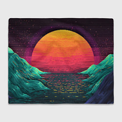 Плед флисовый Пиксельный закат, цвет: 3D-велсофт