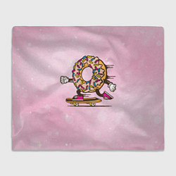 Плед флисовый Пончик на скейте, цвет: 3D-велсофт