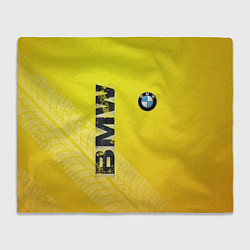 Плед флисовый BMW СЛЕДЫ ШИН БМВ, цвет: 3D-велсофт