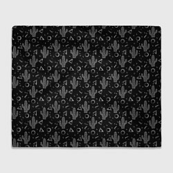 Плед флисовый Черно белые кактусы, цвет: 3D-велсофт