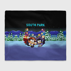 Плед флисовый Енот и его команда - противостояние Южный Парк, цвет: 3D-велсофт