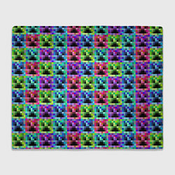 Плед флисовый МАЙНКРАФТ MINECRAFT ЦВЕТНЫЕ КРИПЕРЫ, цвет: 3D-велсофт