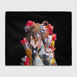 Плед флисовый Чжун Ли в цветах Genshin impact, цвет: 3D-велсофт