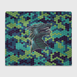 Плед флисовый Голова дракона в пикселях, цвет: 3D-велсофт