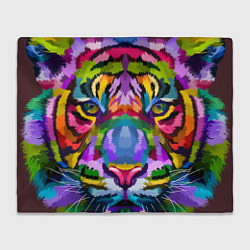 Плед флисовый Морда тигра крупным планом, цвет: 3D-велсофт