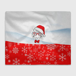 Плед флисовый Новогодний тигр в сугробе снега, цвет: 3D-велсофт