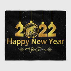 Плед флисовый Happy New Year 2022!, цвет: 3D-велсофт