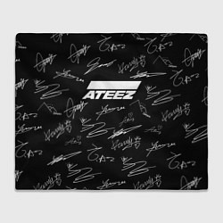 Плед флисовый ATEEZ БЕЛЫЕ АВТОГРАФЫ УЗОР, цвет: 3D-велсофт