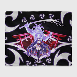 Плед флисовый SHOGUN RAIDEN SAMURAI DEMON GENSHIN IMPACT, цвет: 3D-велсофт