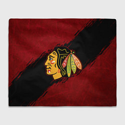 Плед флисовый Chicago Blackhawks, Чикаго Блэкхокс, цвет: 3D-велсофт