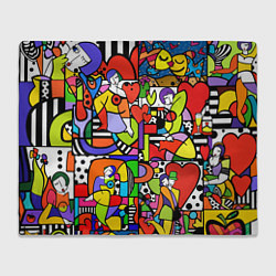Плед флисовый Romero Britto - love collage, цвет: 3D-велсофт