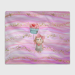 Плед флисовый Милый мишка с воздушным пирожным, цвет: 3D-велсофт