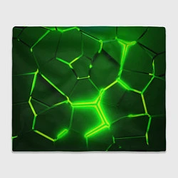 Плед флисовый 3D ПЛИТЫ НЕОН NEON GREEN HEXAGON РАЗЛОМ, цвет: 3D-велсофт