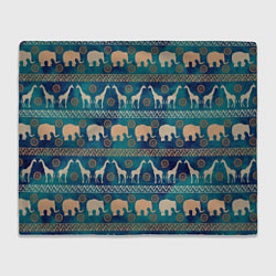 Плед флисовый Жирафы и слоны, цвет: 3D-велсофт