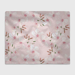 Плед флисовый Розовые цветы весны, цвет: 3D-велсофт