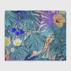 Плед флисовый Цветы Цветущие Тропики, цвет: 3D-велсофт