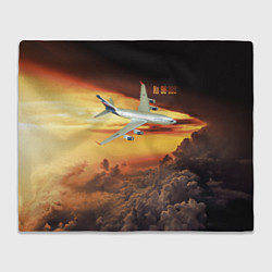 Плед флисовый Гражданский самолет Ил 96-300, цвет: 3D-велсофт