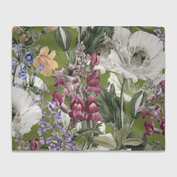 Плед флисовый Цветы Ностальгический Весенний Узор, цвет: 3D-велсофт