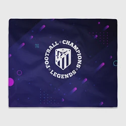 Плед флисовый Символ Atletico Madrid и круглая надпись Football, цвет: 3D-велсофт