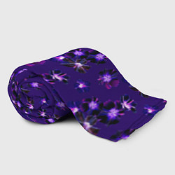 Плед флисовый Цветы Фиолетовые Гибискус На Синем Фоне, цвет: 3D-велсофт — фото 2