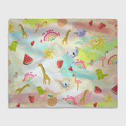 Плед флисовый Красочные животные, цвет: 3D-велсофт