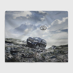 Плед флисовый Toyota Land Cruiser Prado на скальных камнях Mount, цвет: 3D-велсофт