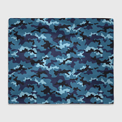 Плед флисовый Камуфляж Тёмно-Синий Camouflage Dark-Blue, цвет: 3D-велсофт