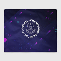 Плед флисовый Символ Everton и круглая надпись Football Legends, цвет: 3D-велсофт