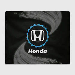 Плед флисовый Honda в стиле Top Gear со следами шин на фоне, цвет: 3D-велсофт