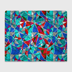 Плед флисовый Геометрический узор в бирюзово-красных тонах, цвет: 3D-велсофт