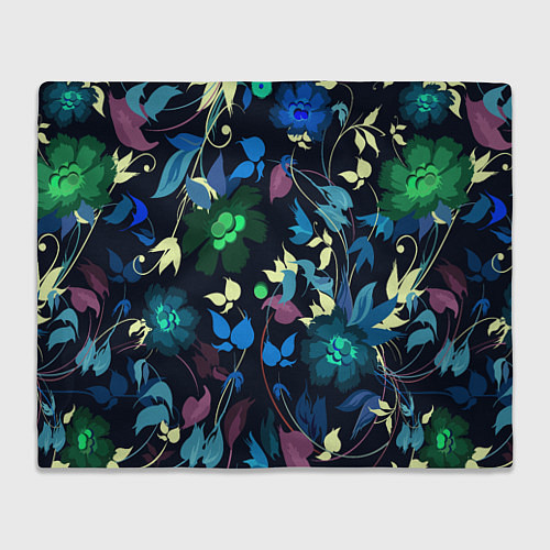 Плед Color summer night Floral pattern / 3D-Велсофт – фото 1