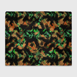 Плед флисовый Зелено-оранжевый осенний абстрактный узор, цвет: 3D-велсофт