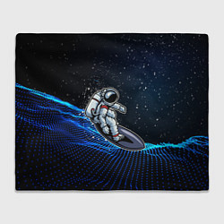 Плед флисовый Космонавт на доске - серфинг, цвет: 3D-велсофт