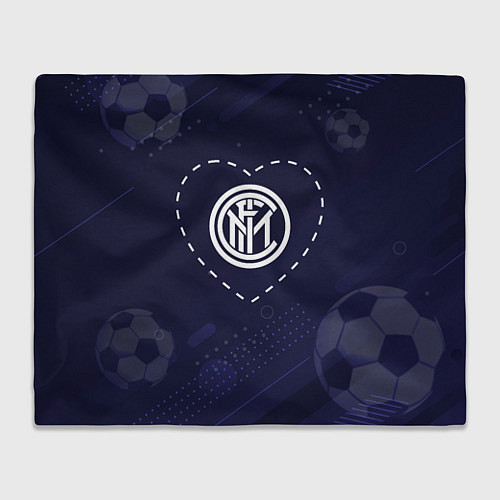 Плед Лого Inter в сердечке на фоне мячей / 3D-Велсофт – фото 1