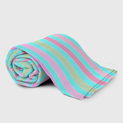 Плед флисовый Pink turquoise stripes horizontal Полосатый узор, цвет: 3D-велсофт — фото 2