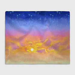 Плед флисовый Закатное небо и звезды, цвет: 3D-велсофт