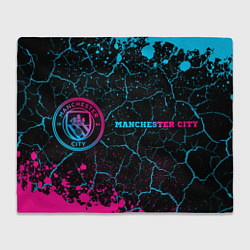 Плед флисовый Manchester City Neon Gradient, цвет: 3D-велсофт